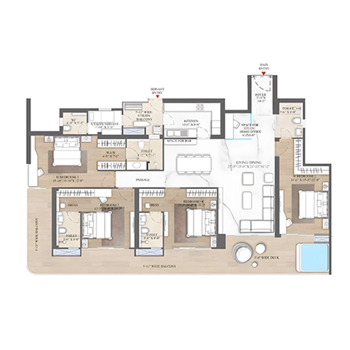 Smartworld The Edition 4 BHK Type II Floor Plan